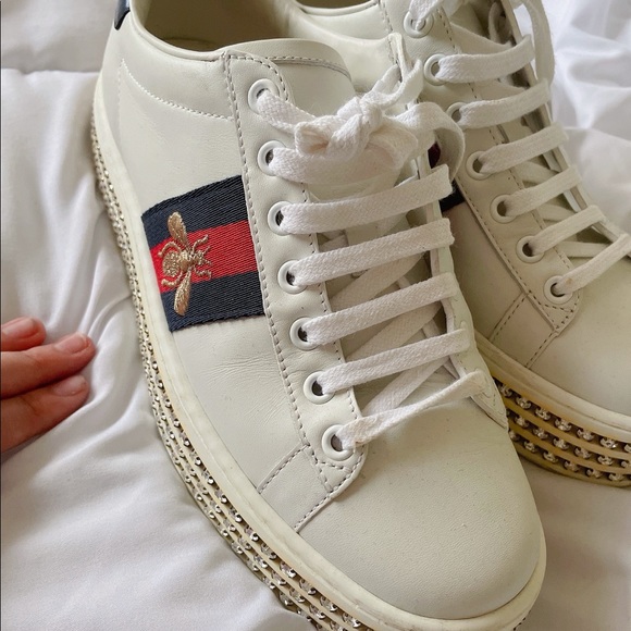 SWAROVSKI💎authentic GUCCI platform diamond laced sneaker - Picture 5 of 6